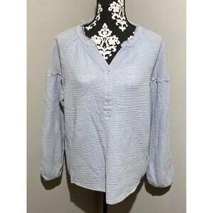 Light Blue Button-Up Blouse Top by Wanderlux  Lg